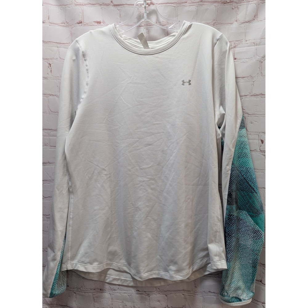 Under Armour ColdGear Women's XL Long Sleeve Activewear Top‎ White Green Blue